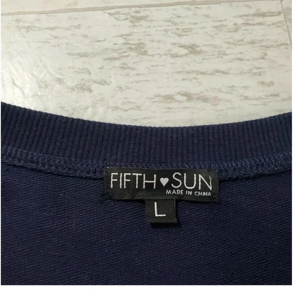 Fifth Sun Keep It Sassy Top L Large Blue White Spell Out Graphic Lace Up Sides - Picture 7 of 9